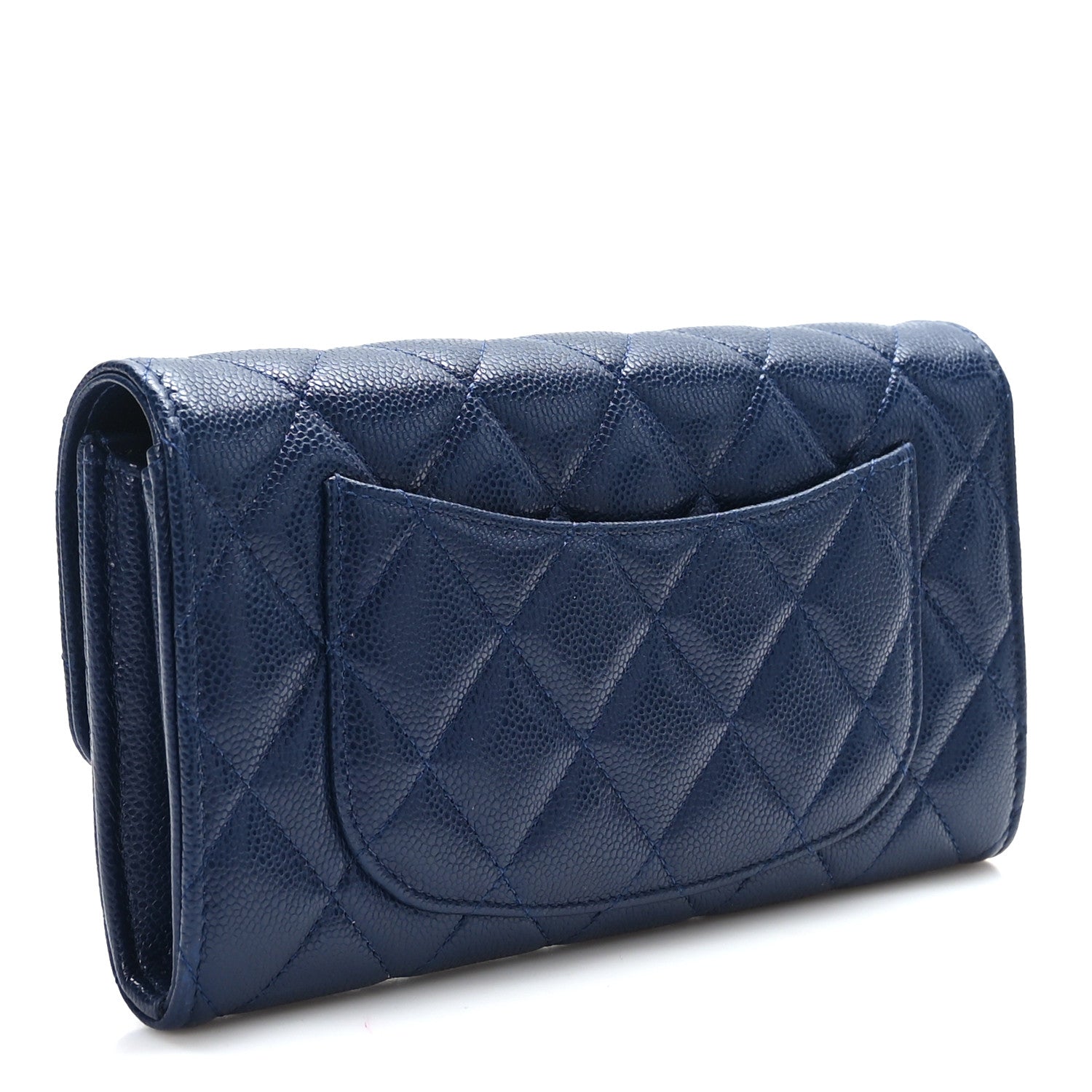 Chanel Caviar Quilted Large Gusset Flap Wallet Navy 3 of 8