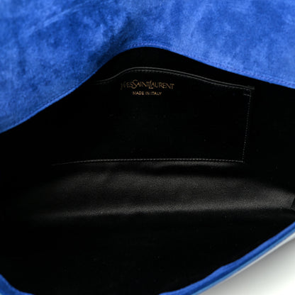 Saint Laurent Patent Calfskin Monogram Large Belle De Jour Clutch Royal Blue 4 of 4