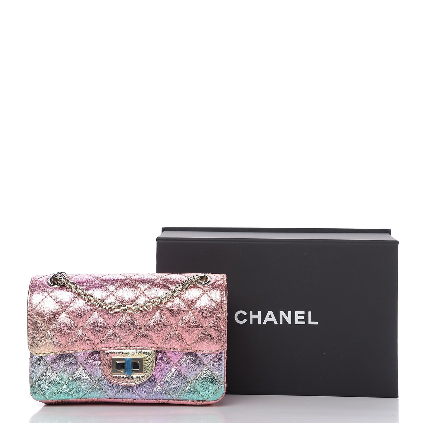 Metallic Goatskin Quilted Mini 2.55 Reissue Flap Multicolor