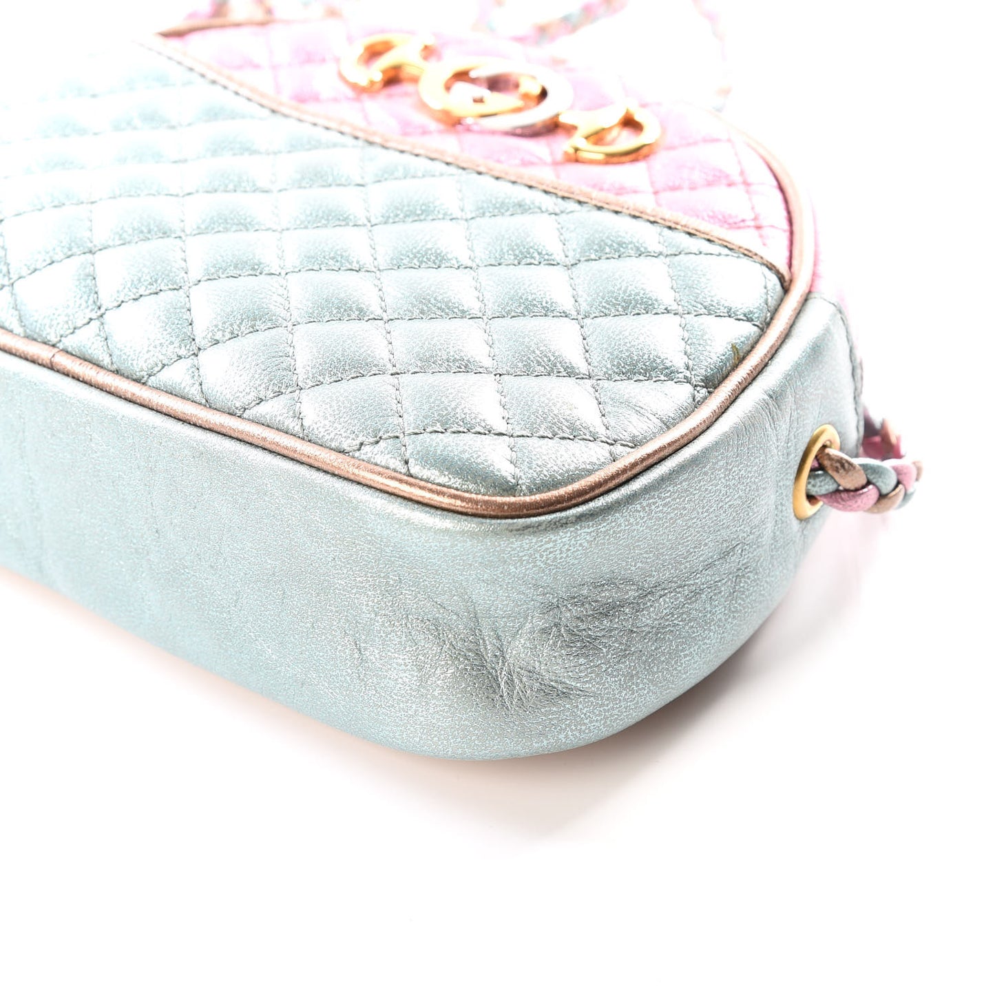 Laminated Nappa Trapuntata Mini Zumi Dome Shoulder Bag Rosa Lago Rame
