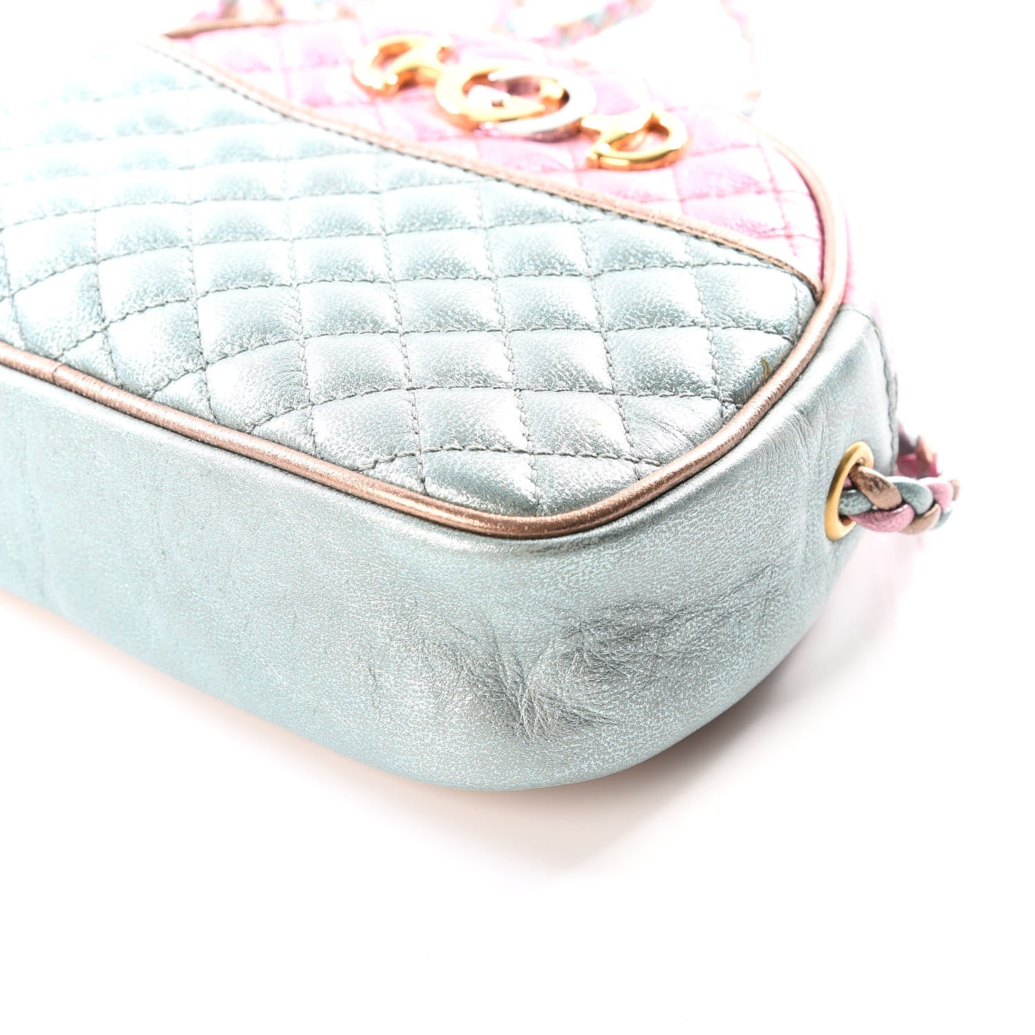 Gucci Laminated Nappa Trapuntata Mini Zumi Dome Shoulder Bag Rosa Lago Rame 6 of 12