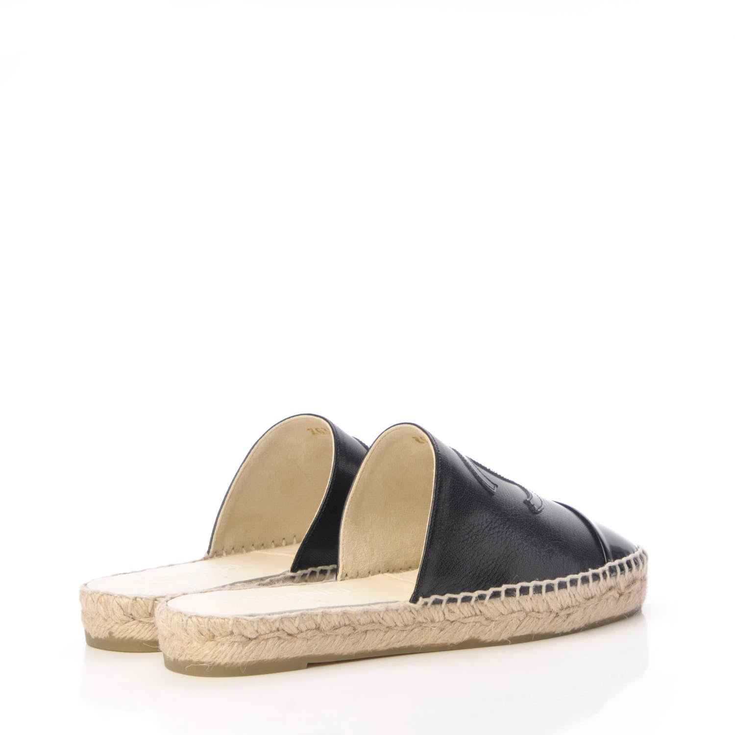 Chanel Iridescent Goatskin Patent CC Espadrille Mules 37 Black 4 of 11