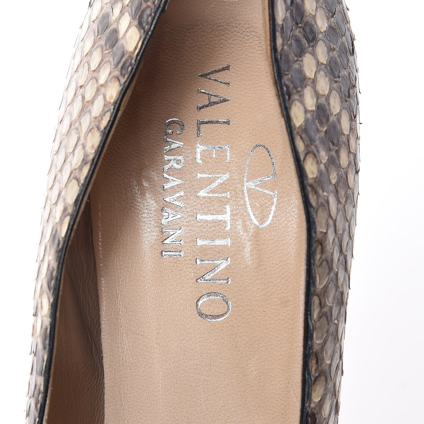 Snakeskin Mother Of Pearl Pointed Pumps 40.5
