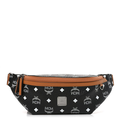 MCM Visetos Small Fusten Belt Bag Black Cognac 1 of 8
