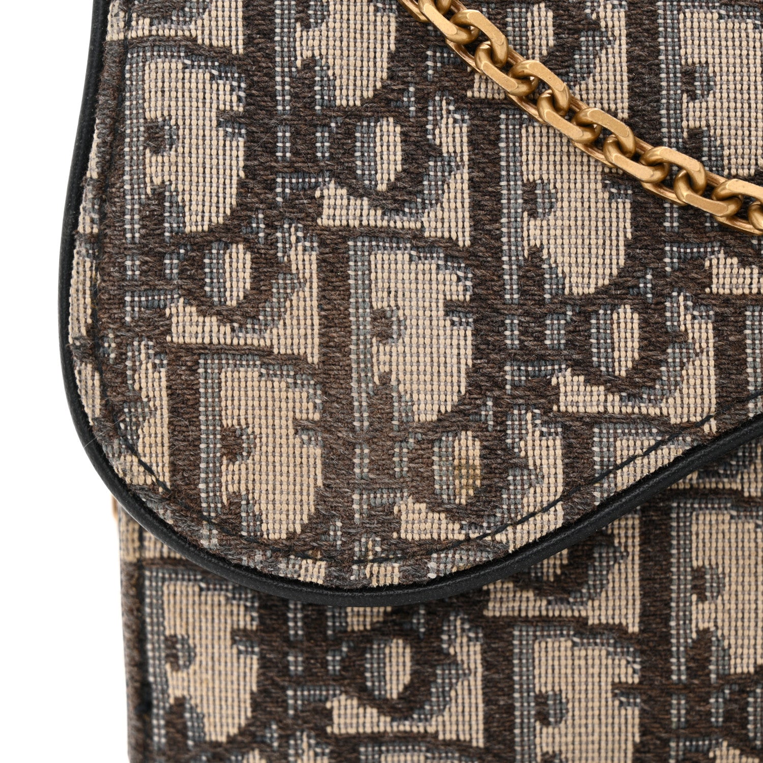 Christian Dior Oblique Saddle Chain Wallet Blue 9 of 14