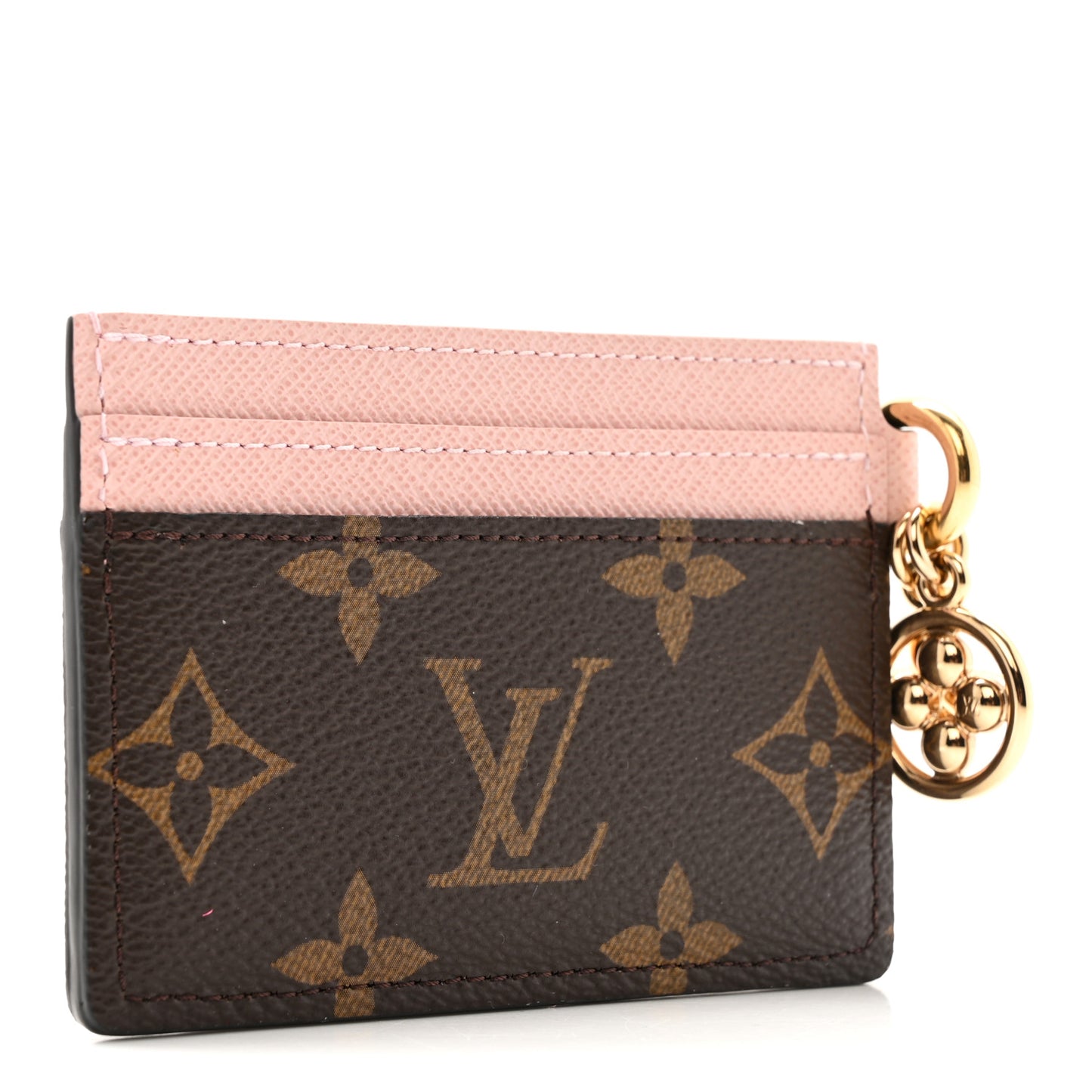 Monogram LV Charms Card Holder Rose Ballerine