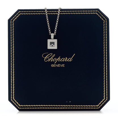 Chopard 18K White Gold Happy Diamonds Pave Square Pendant Necklace 6 of 6