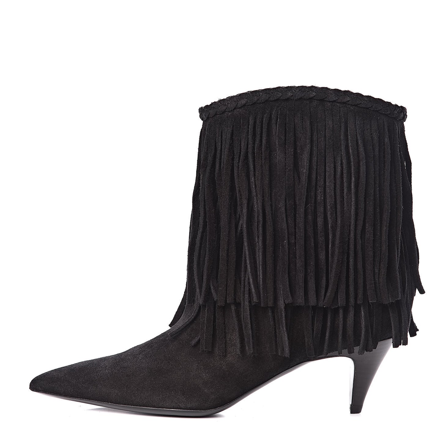 Suede Fringe Charlotte Ankle Boots 39 Black