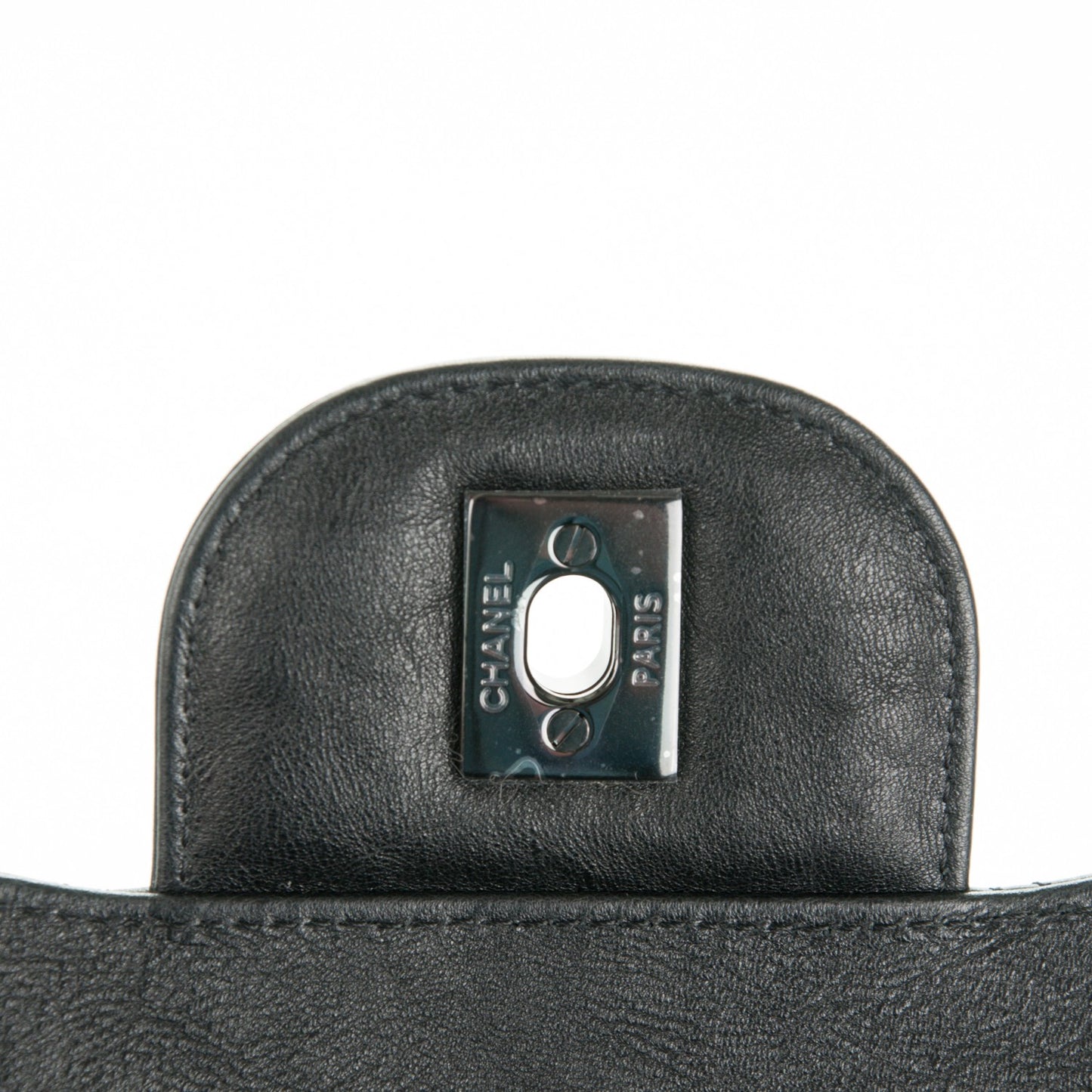 Crumpled Calfskin Quilted Jumbo Double Flap So Black