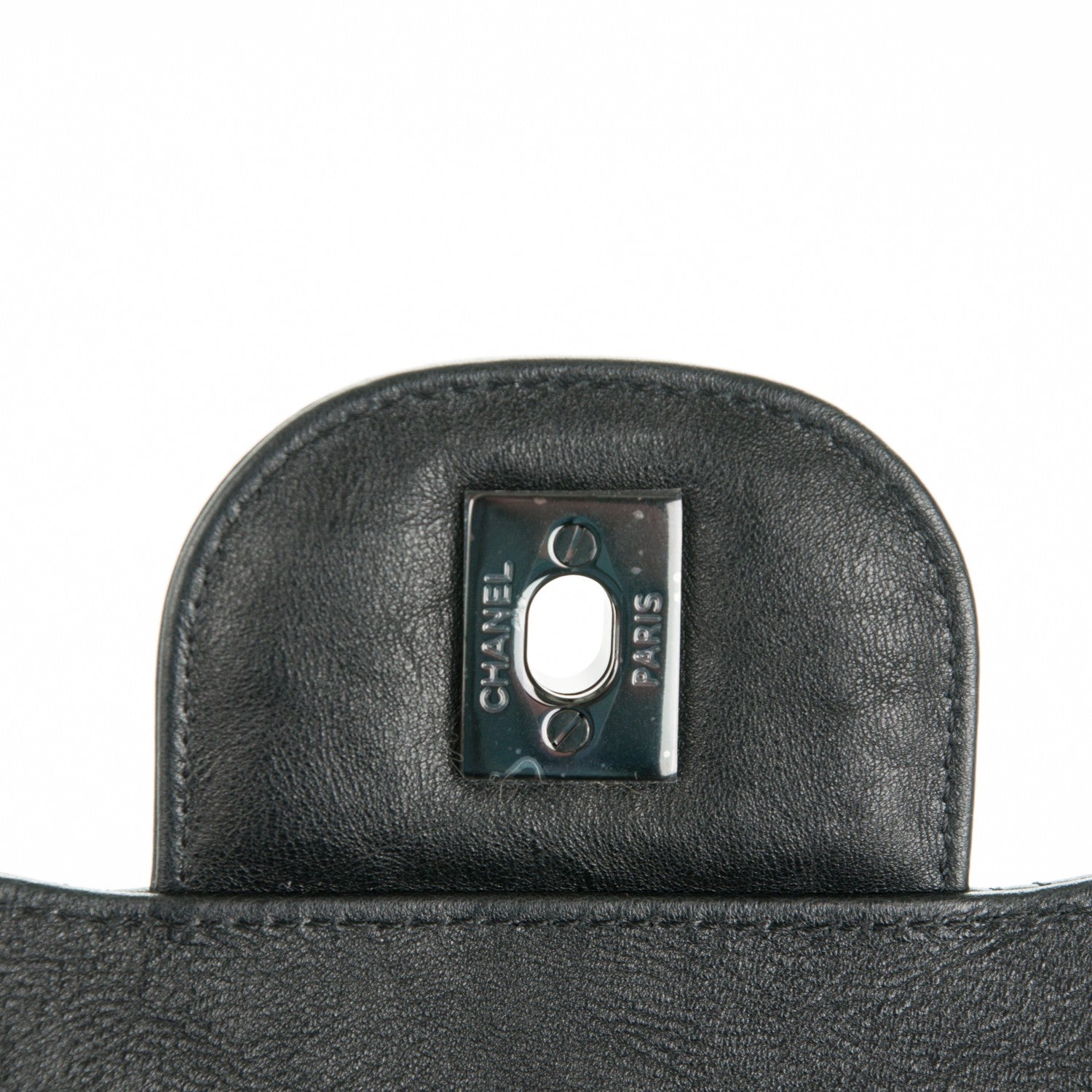 Chanel Crumpled Calfskin Quilted Jumbo Double Flap So Black 6 of 9