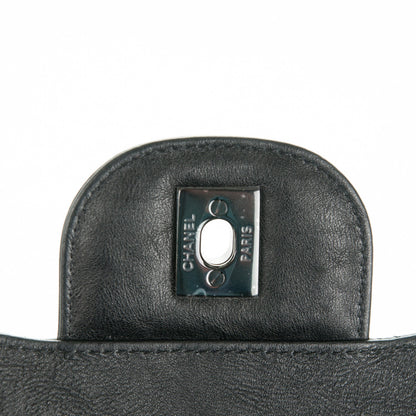 Chanel Crumpled Calfskin Quilted Jumbo Double Flap So Black 6 of 9