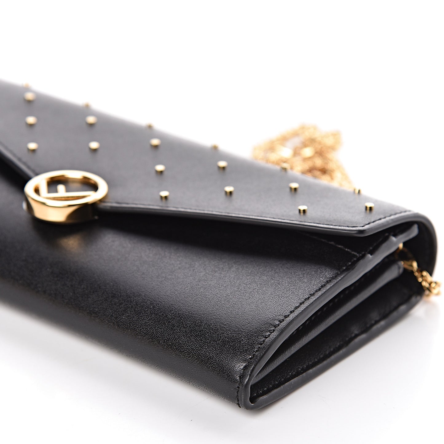 Vitello Liberty F is Studded Continental Envelope Wallet On Chain Black