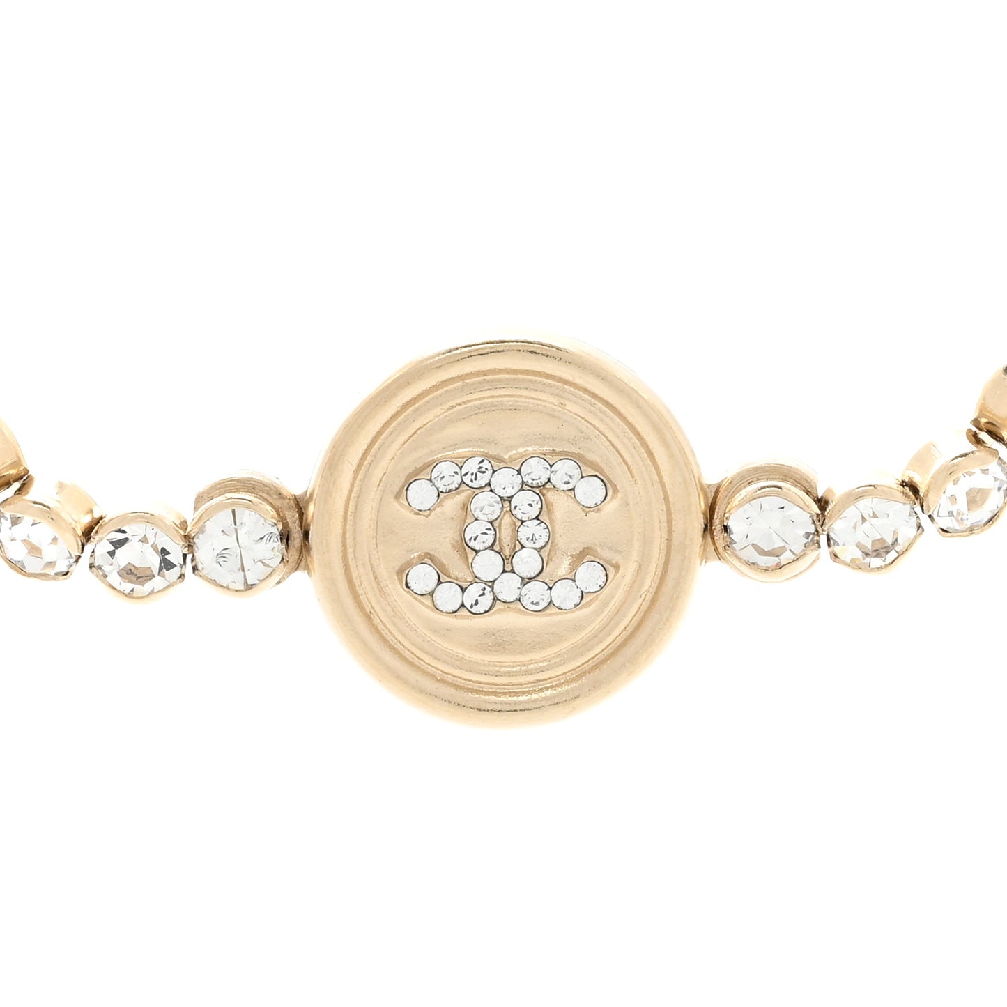 Crystal CC Chain Long Necklace Gold