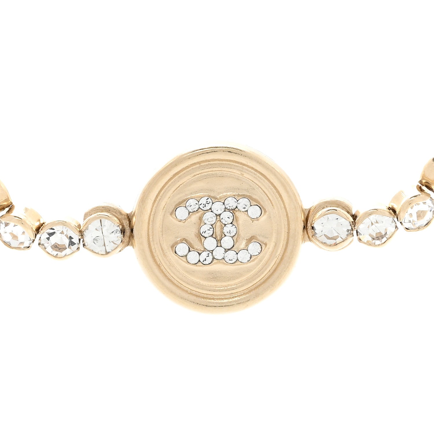 Chanel Crystal CC Chain Long Necklace Gold 4 of 6