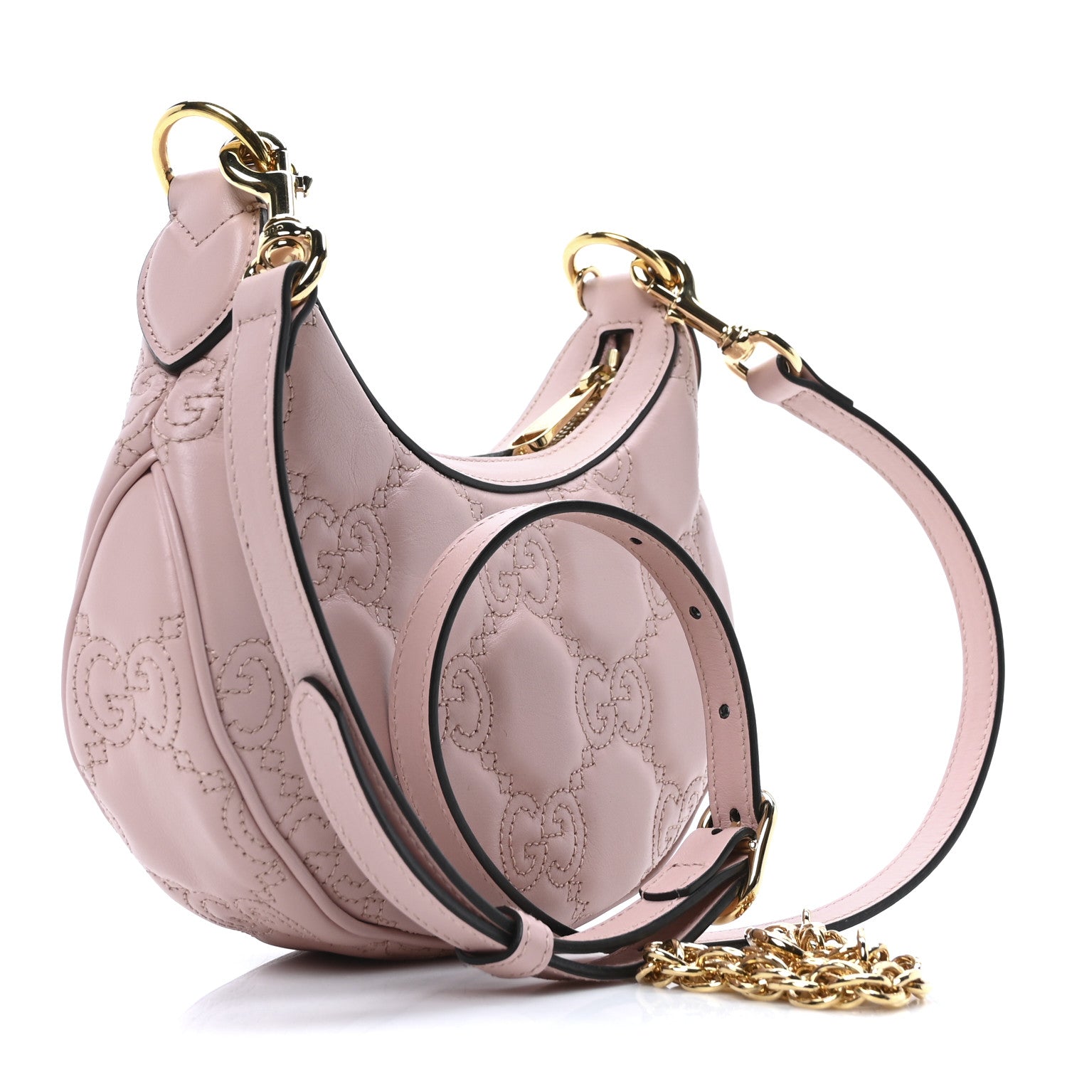 Gucci Calfskin GG Matelasse Mini Hobo Shoulder Bag Perfect Pink Natural 3 of 10