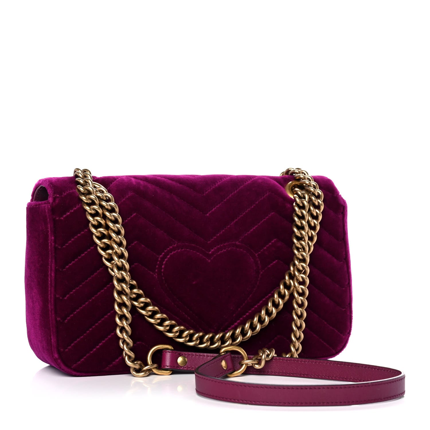 Gucci Velvet Matelasse Small GG Marmont Shoulder Bag Fuchsia Violet Cyclamen 2 of 10