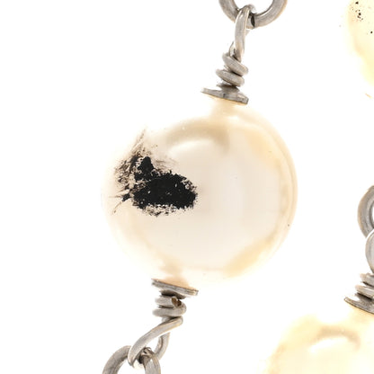 Chanel Graduated Pearl Crystal CC Long Necklace Silver 8 of 10