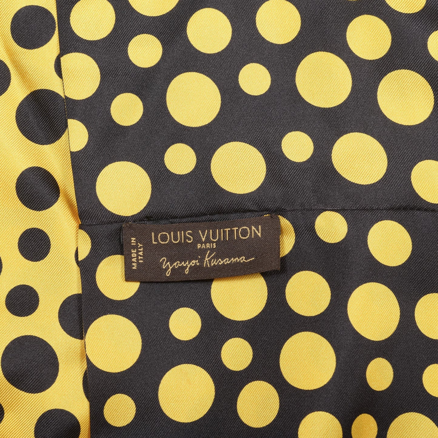 LOUIS VUITTON Silk Kusama Infinity Dots Snood Scarf Black Yellow