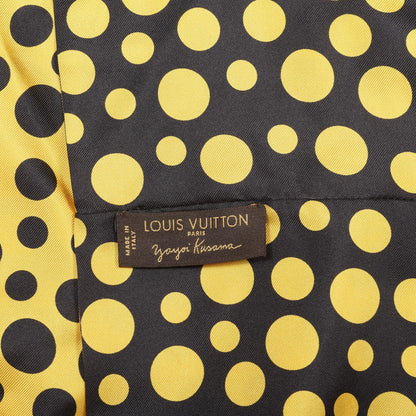Louis Vuitton LOUIS VUITTON Silk Kusama Infinity Dots Snood Scarf Black Yellow 2 of 3