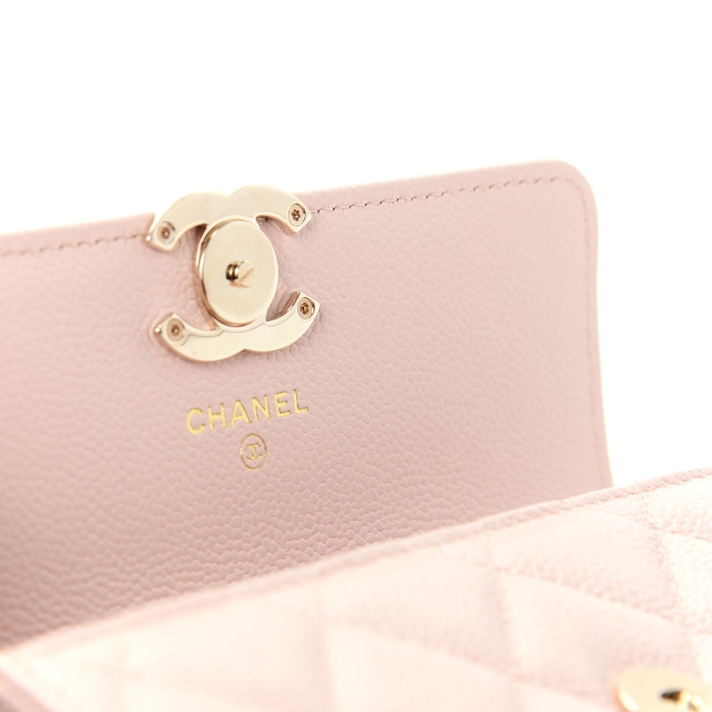Caviar Quilted Flap Wallet Pink