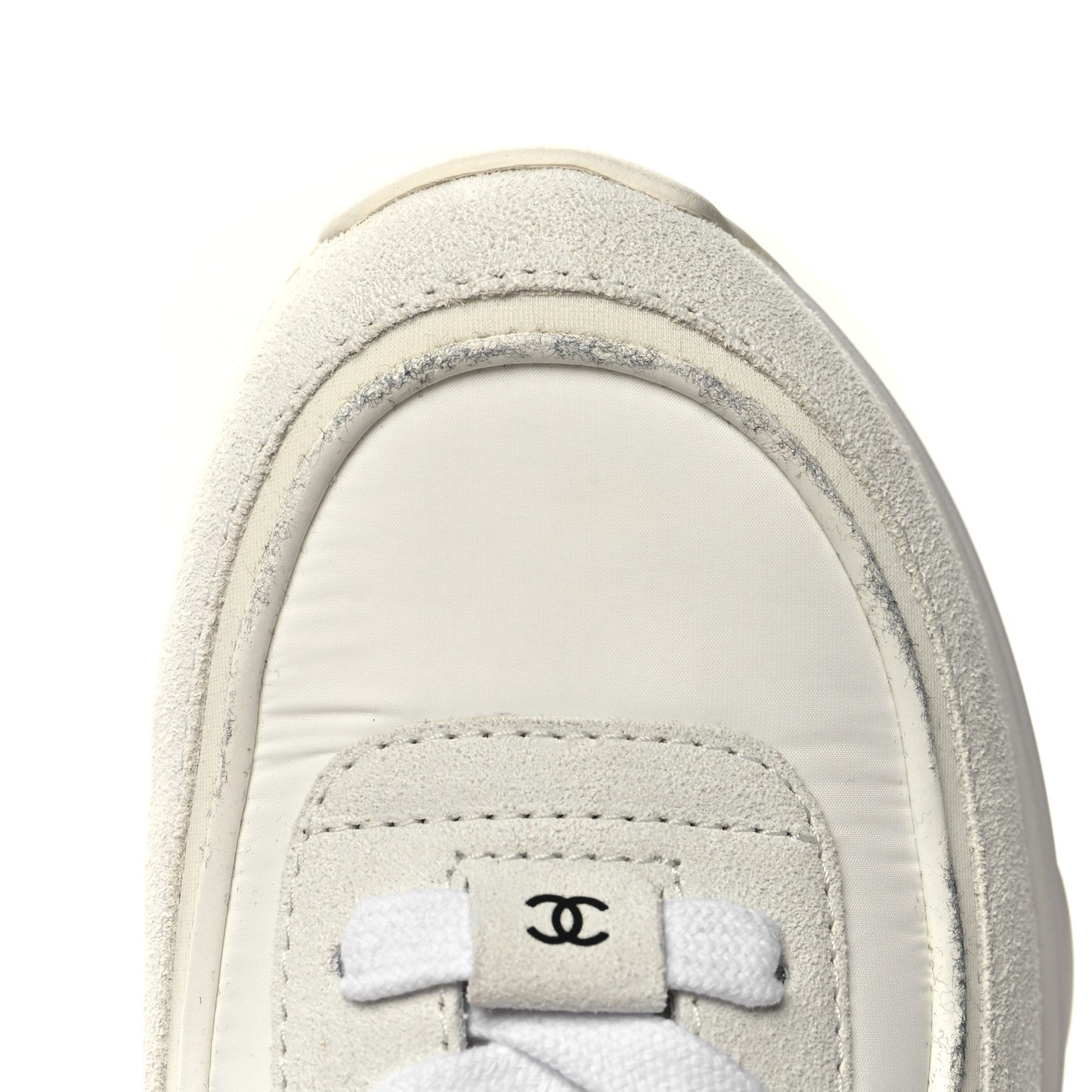 Suede Calfskin Fabric CC Sneakers 36 White