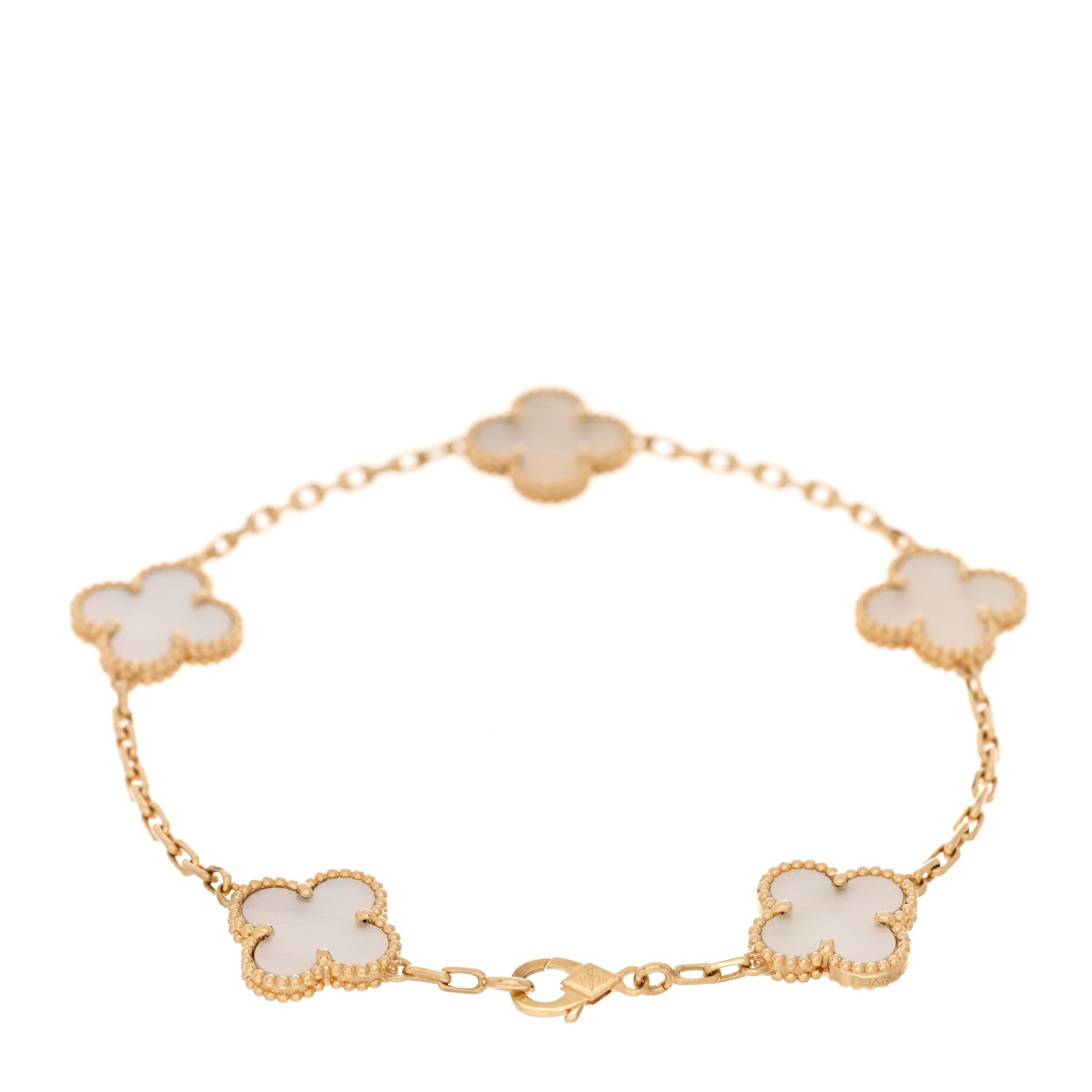 Van Cleef & Arpels 18K Yellow Gold Mother of Pearl 5 Motifs Vintage Alhambra Bracelet 2 of 4