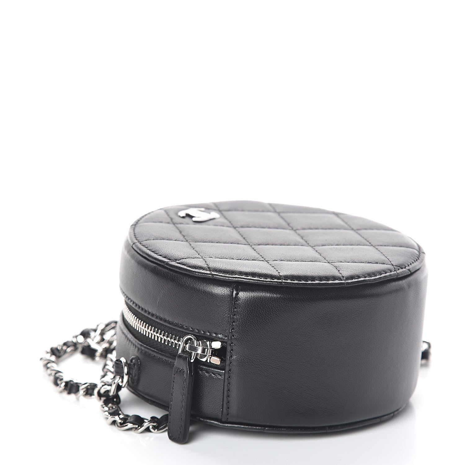 Chanel Lambskin Quilted Round Clutch With Chain Black 4 of 10