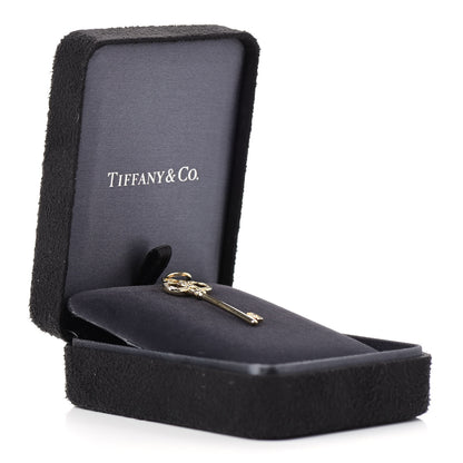 Tiffany 18K Yellow Gold Diamond Crown Key Pendant 5 of 5