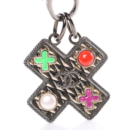 Chanel Ruthenium Resin Pearl CC Cross Long Pendant Necklace Multicolor 4 of 7