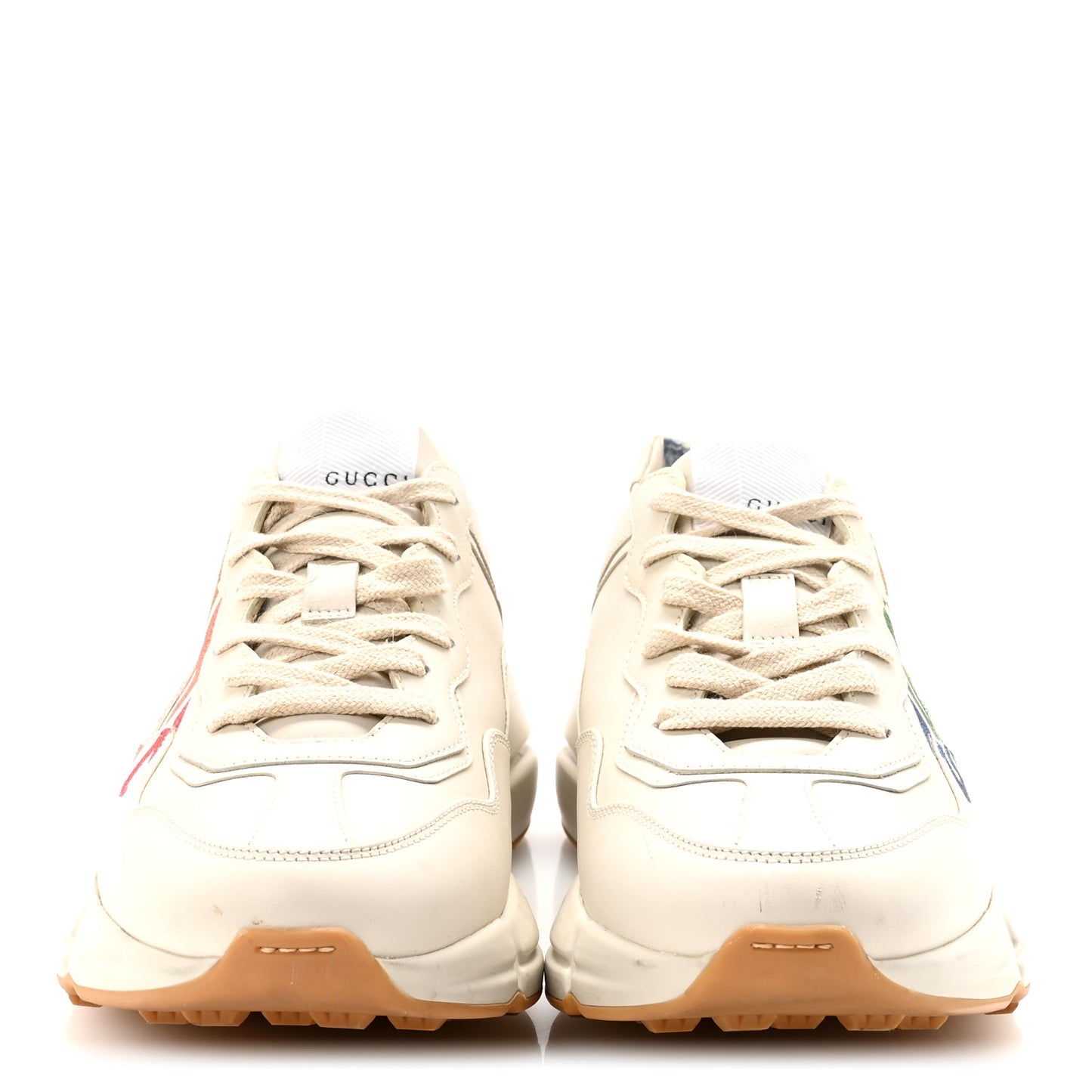 Calfskin Glitter Game Logo Womens Rhyton Sneakers 37.5 Mystic White