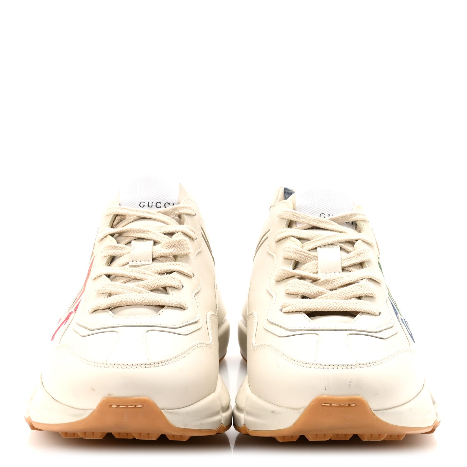 Gucci Calfskin Glitter Game Logo Womens Rhyton Sneakers 37.5 Mystic White 3 of 9
