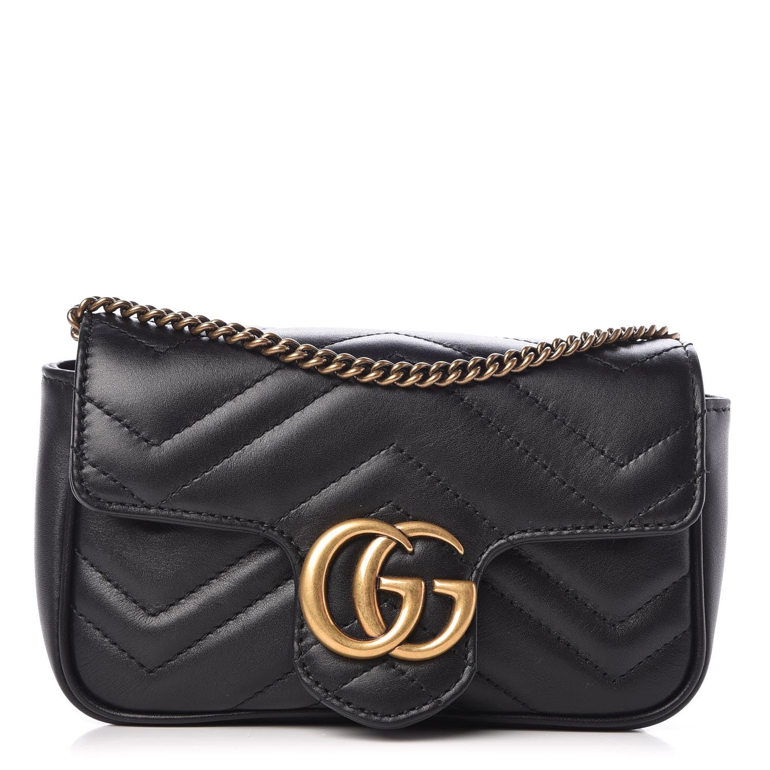 Gucci Calfskin Matelasse Super Mini GG Marmont Shoulder Bag Black 1 of 8