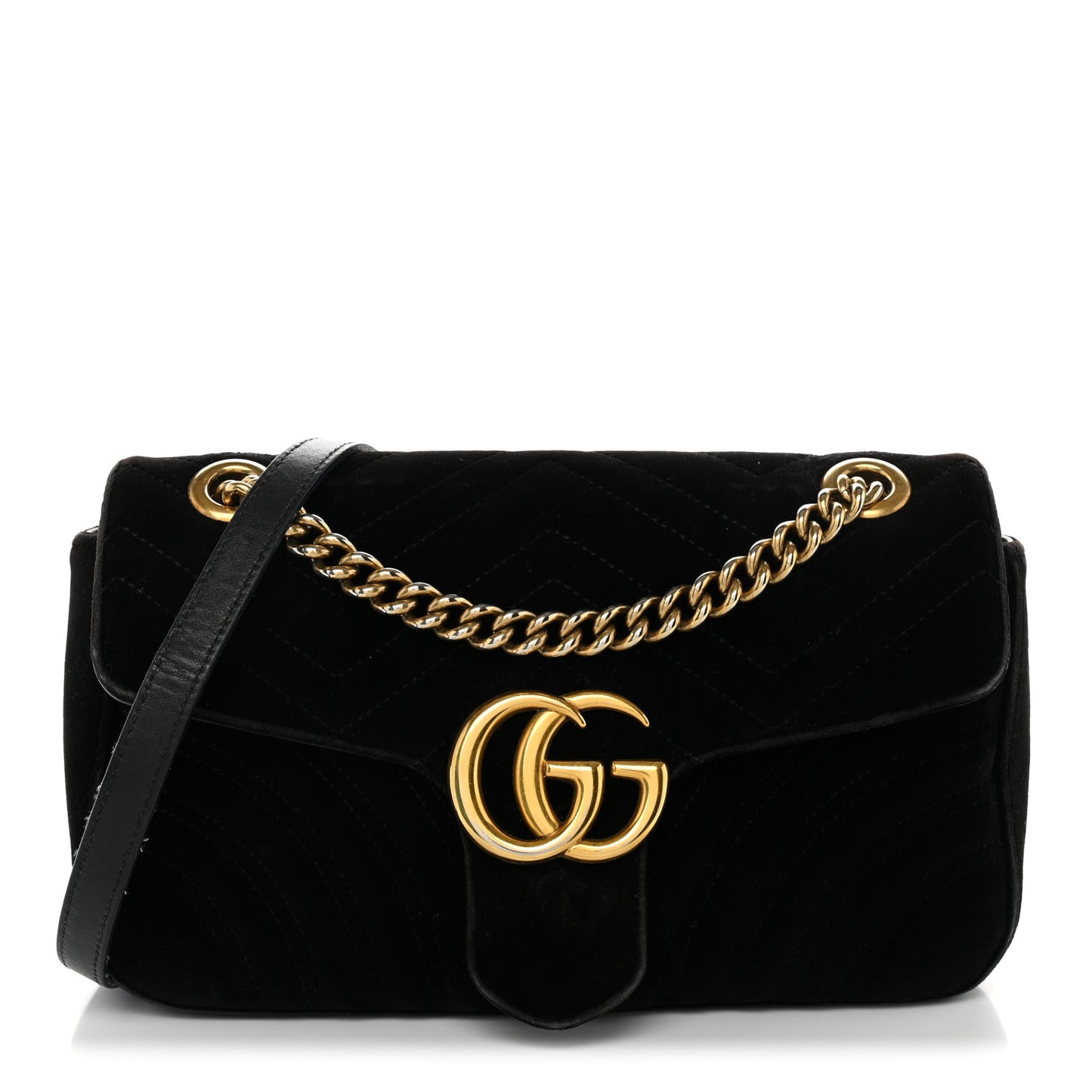Velvet Matelasse Mini GG Marmont Shoulder Bag Black