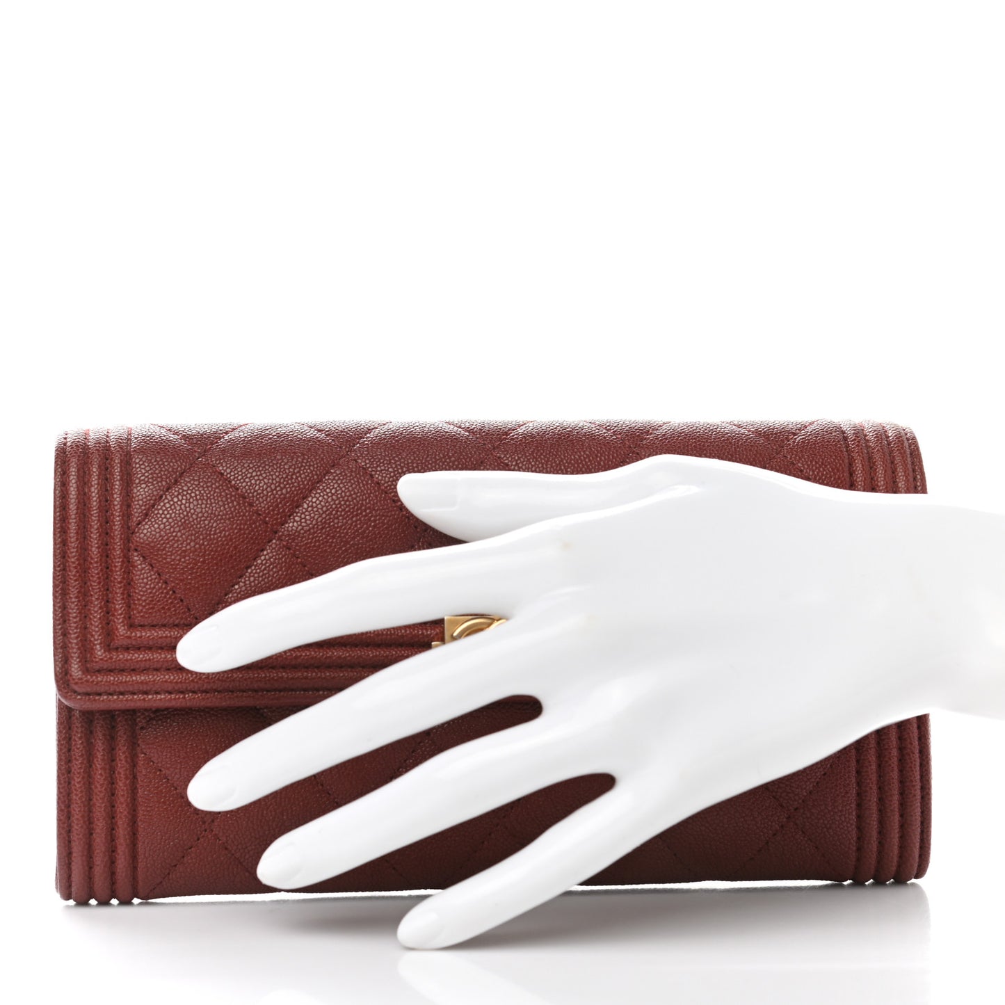 Caviar Quilted Boy Flap Wallet Red