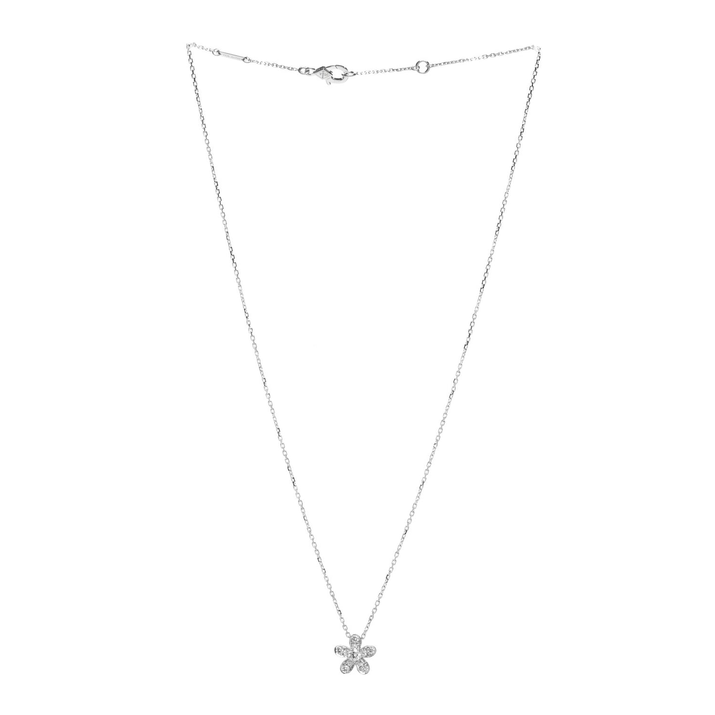 18K White Gold Diamond Socrate One Flower Pendant Necklace