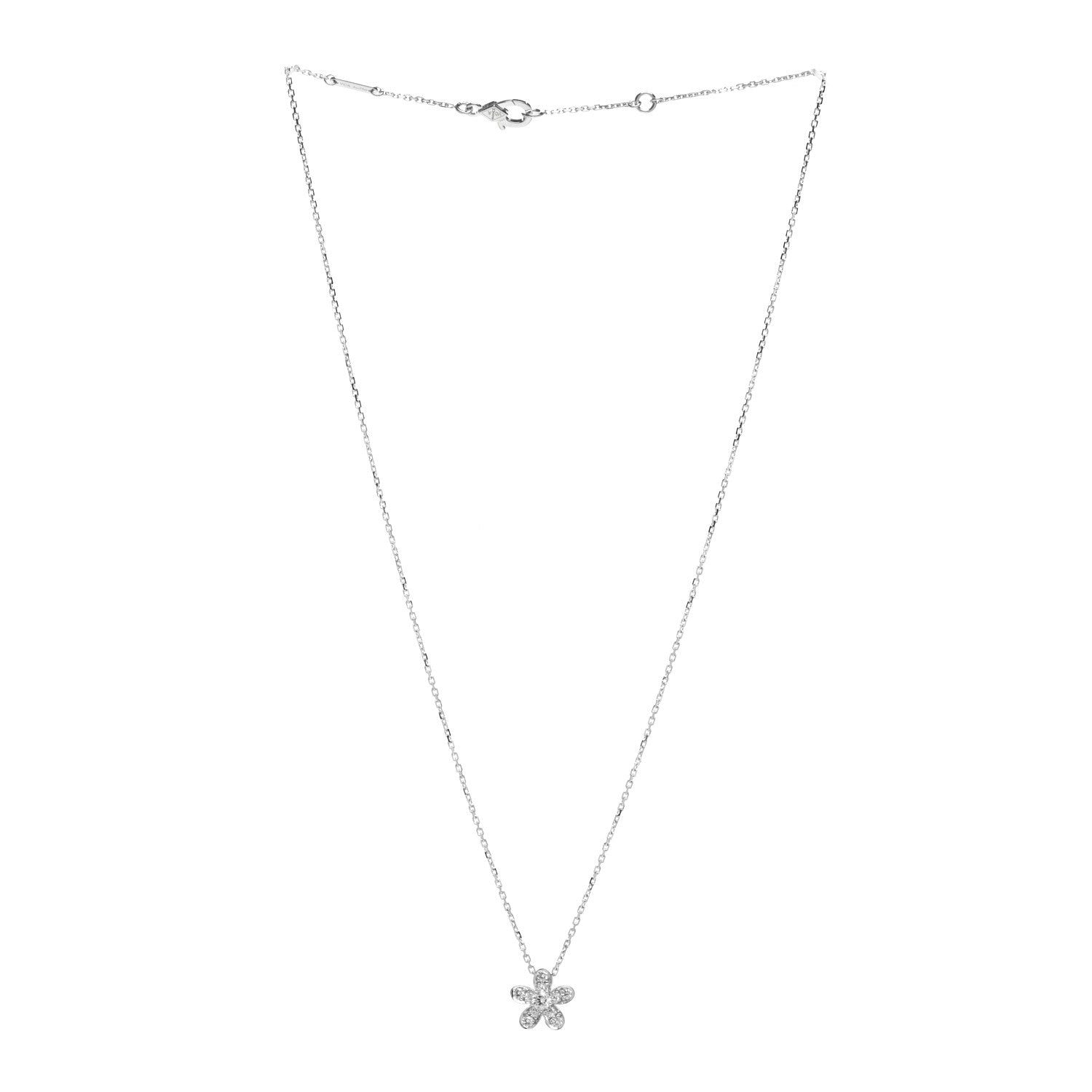 Van Cleef & Arpels 18K White Gold Diamond Socrate One Flower Pendant Necklace 3 of 5