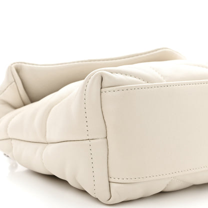 Saint Laurent Lambskin Quilted Toy Loulou Puffer Monogram Chain Satchel Blanc Vintage 9 of 10