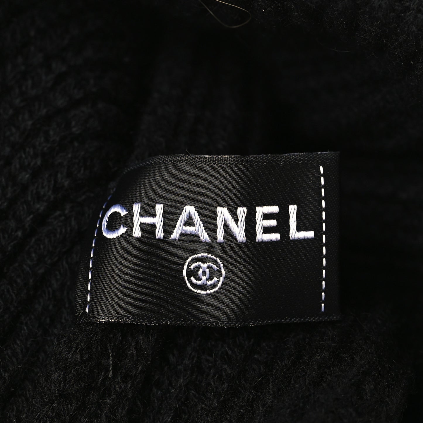 Cashmere Sequin Logo Beanie Hat Black Gold