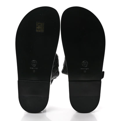Chanel Grained Calfskin Velcro Dad Sandals 38 Black 5 of 9