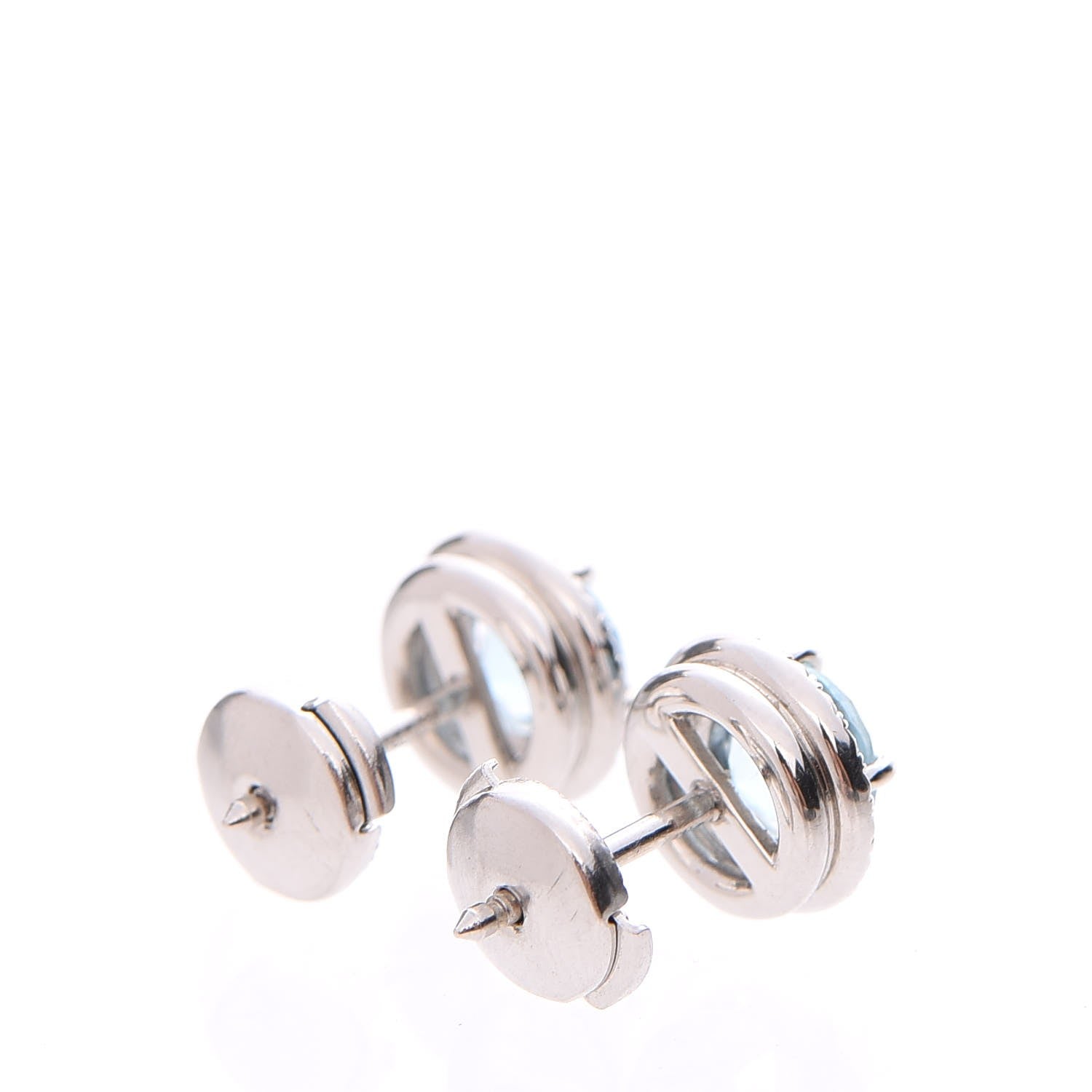 Tiffany Platinum Diamond Aquamarine Soleste Earrings 3 of 9