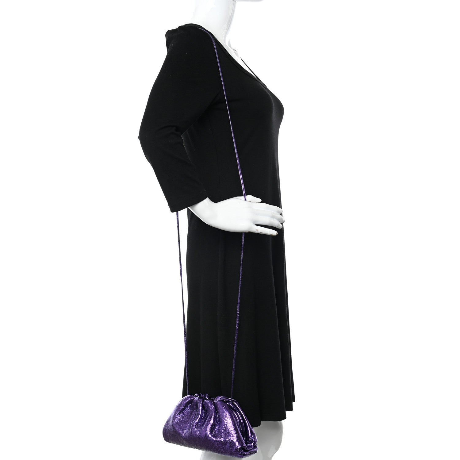 Bottega Veneta Metallic Crinkled Lambskin The Mini Pouch Viola 2 of 10