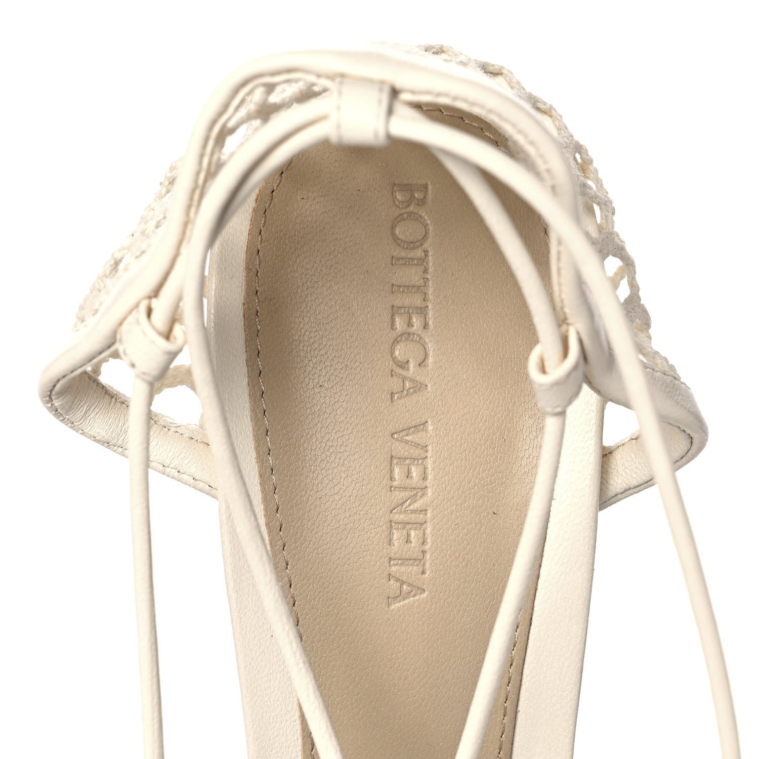 Bottega Veneta Mesh Nappa Stretch Ankle Tie Sandals 39.5 Toile 7 of 8