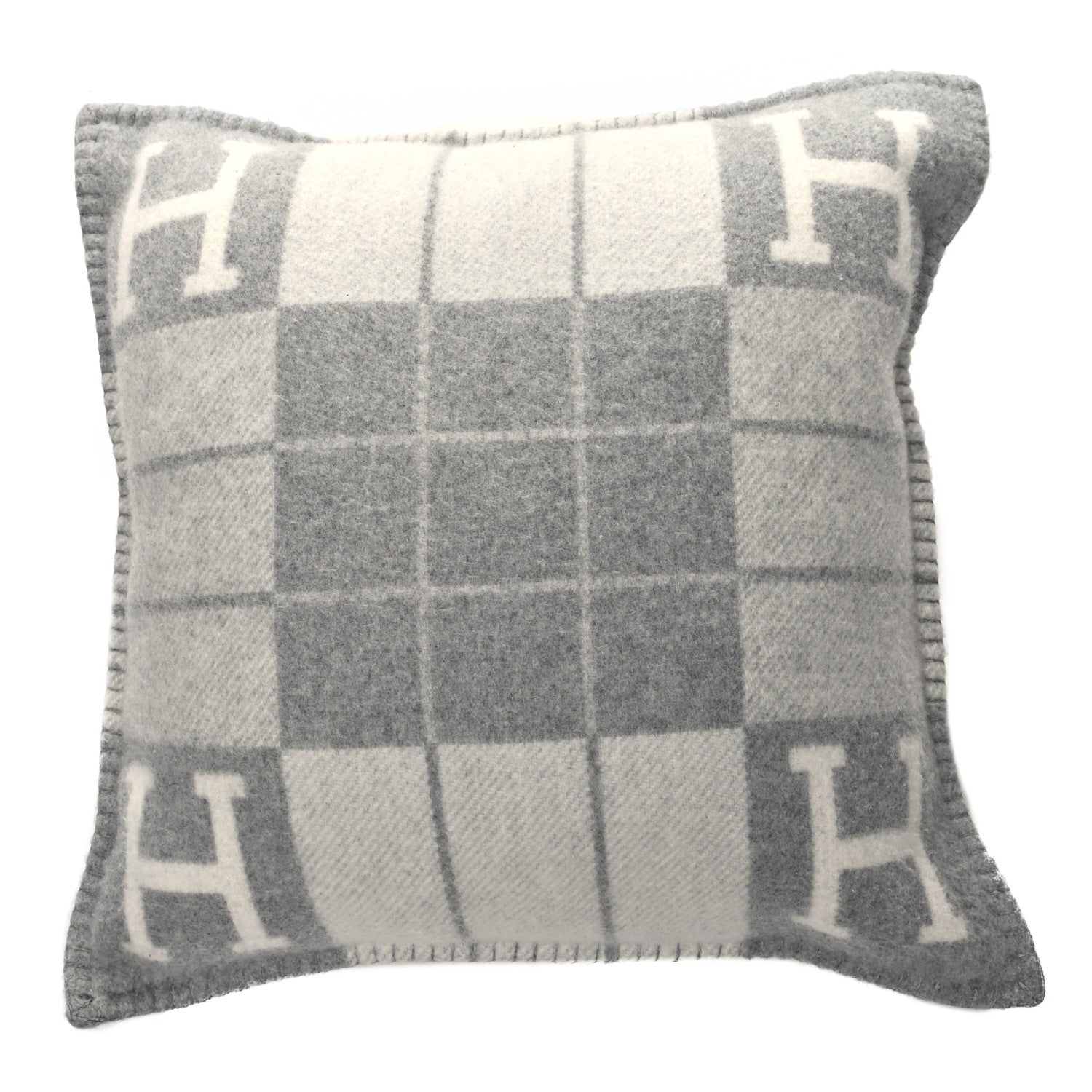 Hermes Wool Cashmere Avalon III Pillow PM Ecru Gris Clair 1 of 3