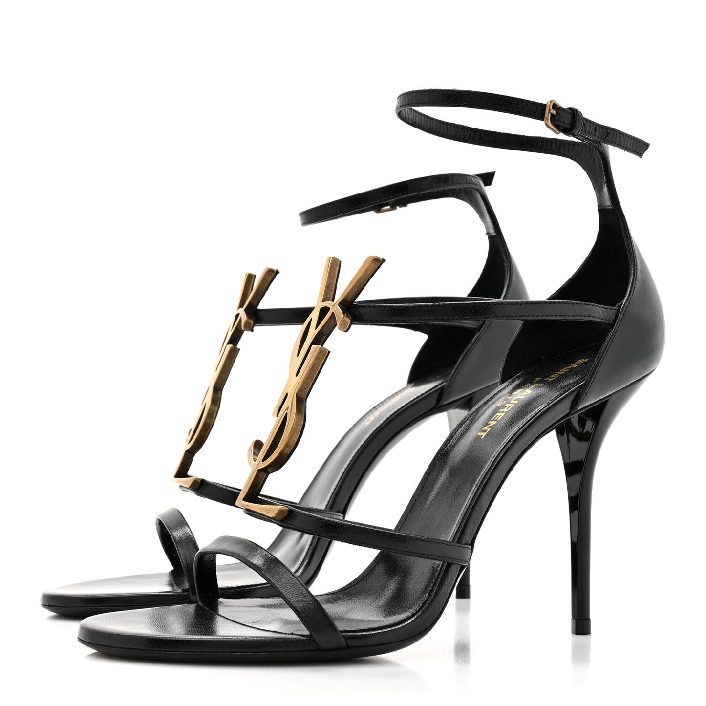 Calfskin Cassandra 110 Sandals 38.5 Black Gold