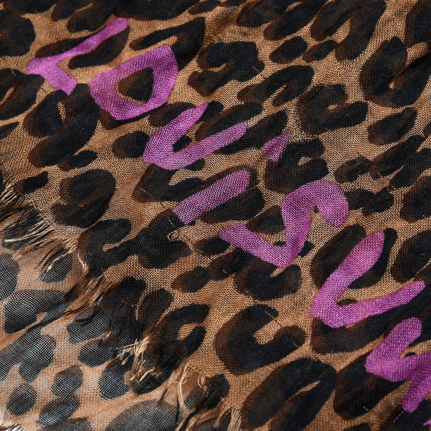 Cashmere Silk Leopard Etole Stole Marron