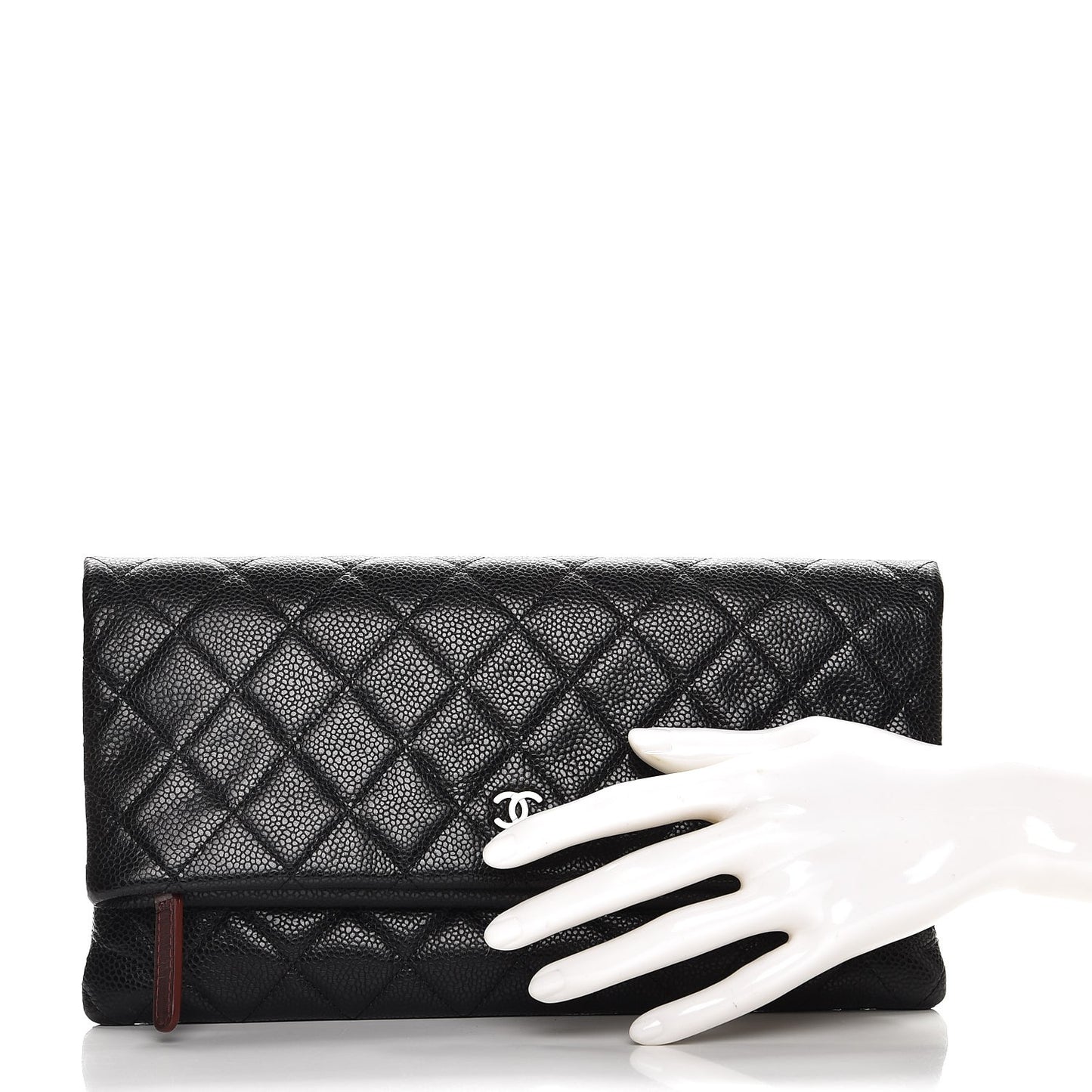 Caviar Quilted CC Beauty Clutch Black