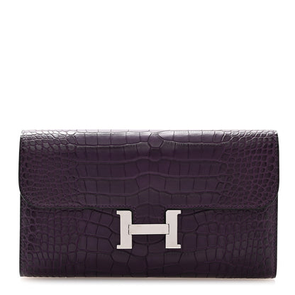 Hermes Matte Alligator Constance Long Wallet Amethyst 1 of 8