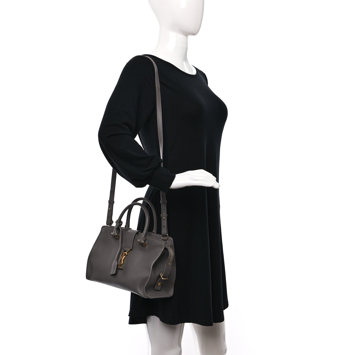 Saint Laurent Calfskin Monogram Baby Cabas Fog 2 of 12