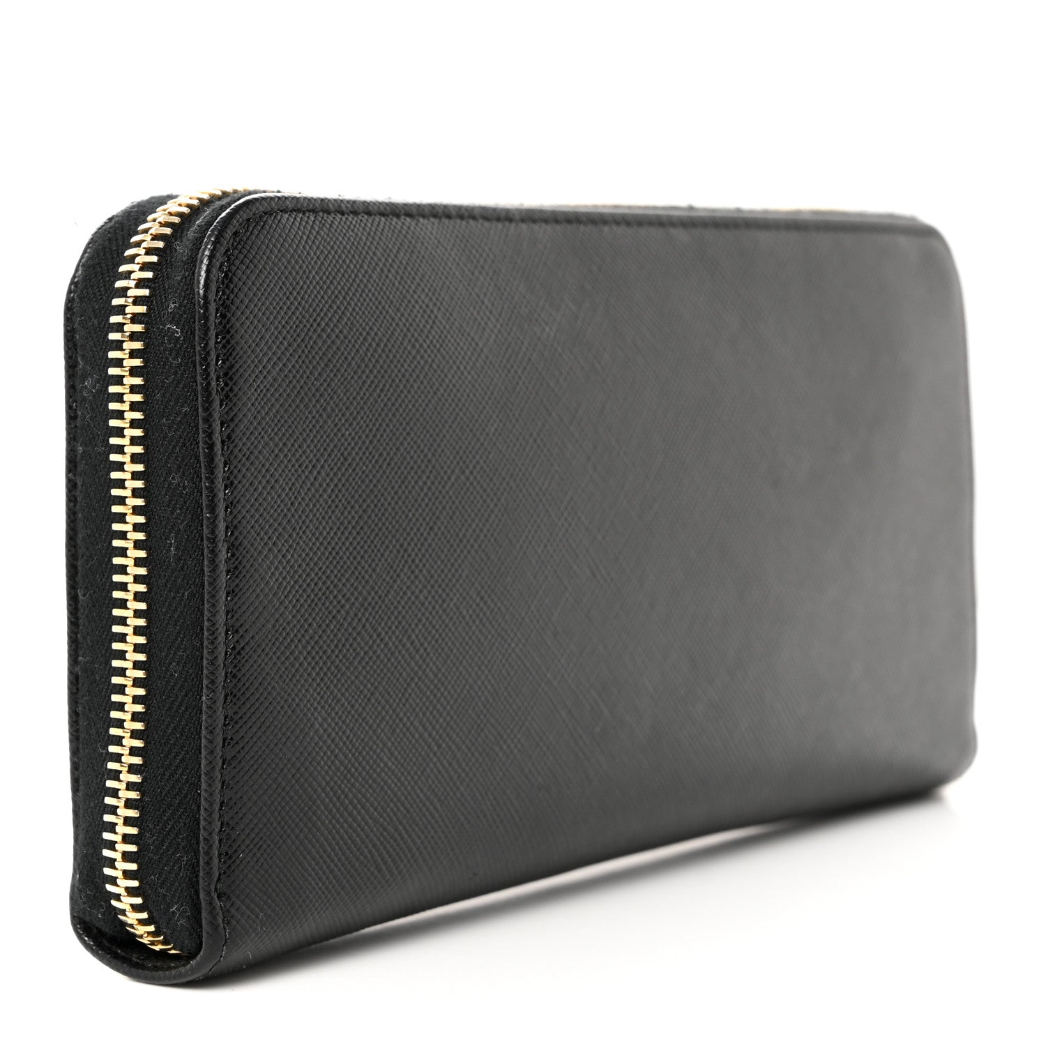 Prada Saffiano Metal Zip Around Wallet Black 3 of 8