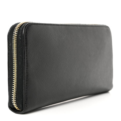 Prada Saffiano Metal Zip Around Wallet Black 3 of 8